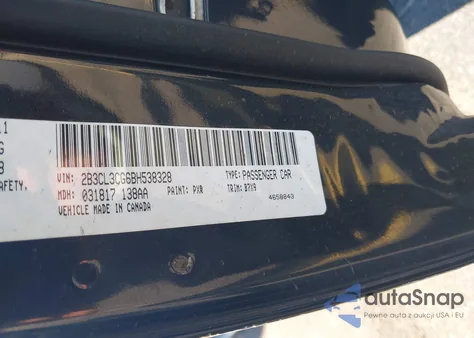 2011 Dodge Charger из США, поврежденный, VIN 2B3CL3CG6BH538328